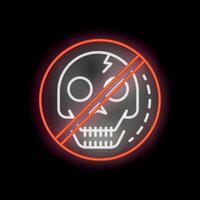 Neon style icon showing skull with crack symbolizing death prohibition vector