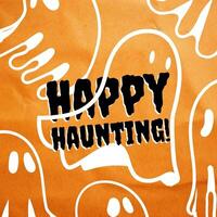 Minimalist Ghost Happy Haunting Instagram Post template