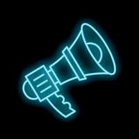 Neon megaphone shining in the dark announcing important message vector