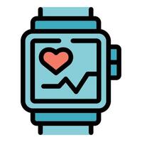Smart watch displaying heart rate monitor interface vector