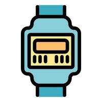 Modern smartwatch showing time on wrist displaying technology vector