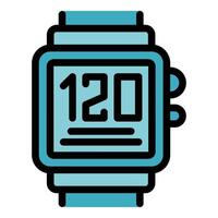 Digital wrist watch showing time on screen with buttons on side vector
