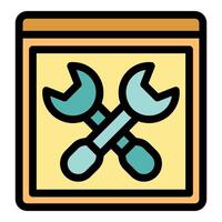 Web development icon showing crossed wrenches symbolizing website under construction vector