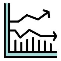 Line graph showing upward and downward trends icon vector