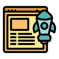 Website rocket launch representing online business startup success vector