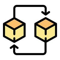 Data exchange system transferring information securely through blockchain technology vector