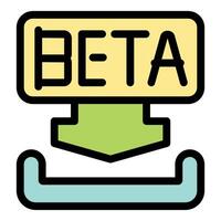 Beta version software downloading with arrow icon vector
