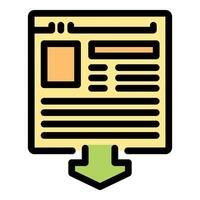 Downloading internet web page with arrow icon vector