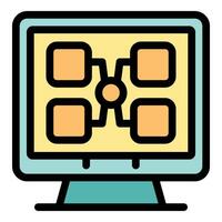 Computer displaying a mind map for brainstorming new ideas vector