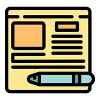 Web design project being edited with a digital pen vector