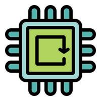 Microchip installing update with downloading arrow icon vector