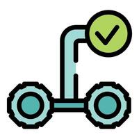 Delivery robot successfully completing order with checkmark symbol vector