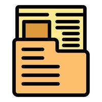 Digital file management system organizing documents in folder vector