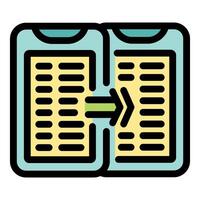 Data transferring from one digital tablet to another one vector