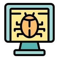 Computer bug displaying system malware and cyber security threat vector