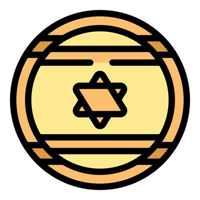 Round button showing israel flag with star of david symbol