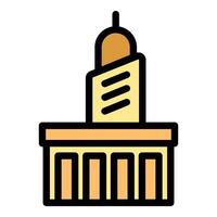 Modern building with columns and spire representing modern architecture vector