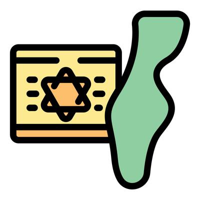 Israel map with star of david on document icon
