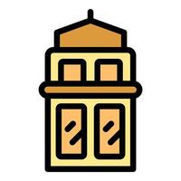 Two story building with attic icon thin line vector illustration
