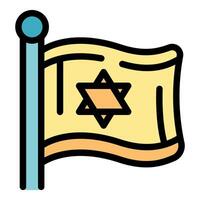 Israel flag waving with star of david symbol on pole vector