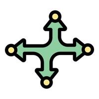 Four way arrow sign with circles showing different directions vector