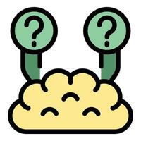 Human brain generating many questions concept icon vector