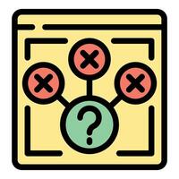 Online survey showing three incorrect answers and a question mark vector