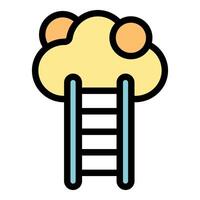 Ladder leading to a cloud representing cloud computing services vector