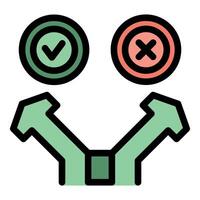 Algorithm choosing path with right and wrong decisions icons vector