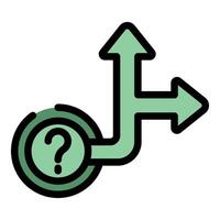 Question mark presenting different directions with arrows pointing up and right vector