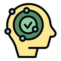 Human head profile showing check mark validating thoughts vector