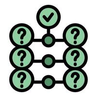Question mark path leading to success with checkmark icon vector