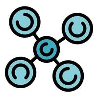 Molecule structure connecting with four atoms icon vector