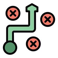 Algorithm avoiding obstacles with cross marks showing errors vector