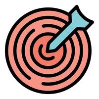 Blue dart hitting center of red target icon vector