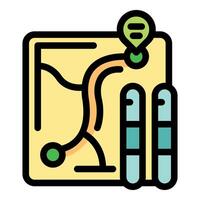 Skiing map showing route and location with skis icon vector