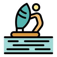 Man windsurfing on top of water in the summertime vector
