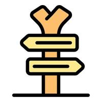 Wooden signpost pointing in two different directions vector