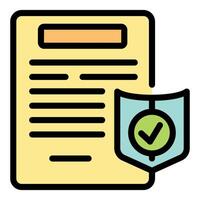 Insurance policy protecting document with shield icon vector