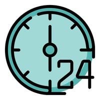 Clock face showing 24 hours open concept vector
