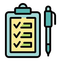 Clipboard with checklist and pen for checking completed tasks vector