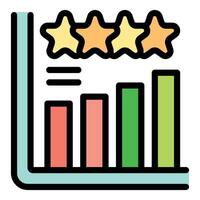 Graph showing positive feedback with five stars rating vector