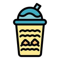 Bubble tea is being served in a tall glass with a straw vector