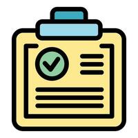 Clipboard with check mark icon representing completed task vector