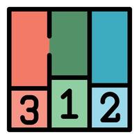Colorful puzzle pieces forming a square with numbers 1 2 3 vector