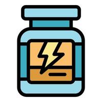 Whey protein bottle with lightning icon representing energy boost vector
