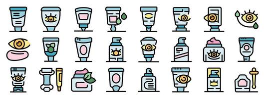 Eye cream icons set. Outline set of eye cream vector icons for web design isolated on white background