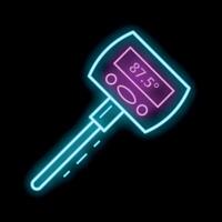Electronic infrared thermometer showing high temperature in neon style vector