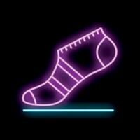 Glowing neon sock sign on dark background vector