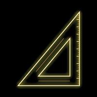 Neon ruler forming a right triangle on black background vector